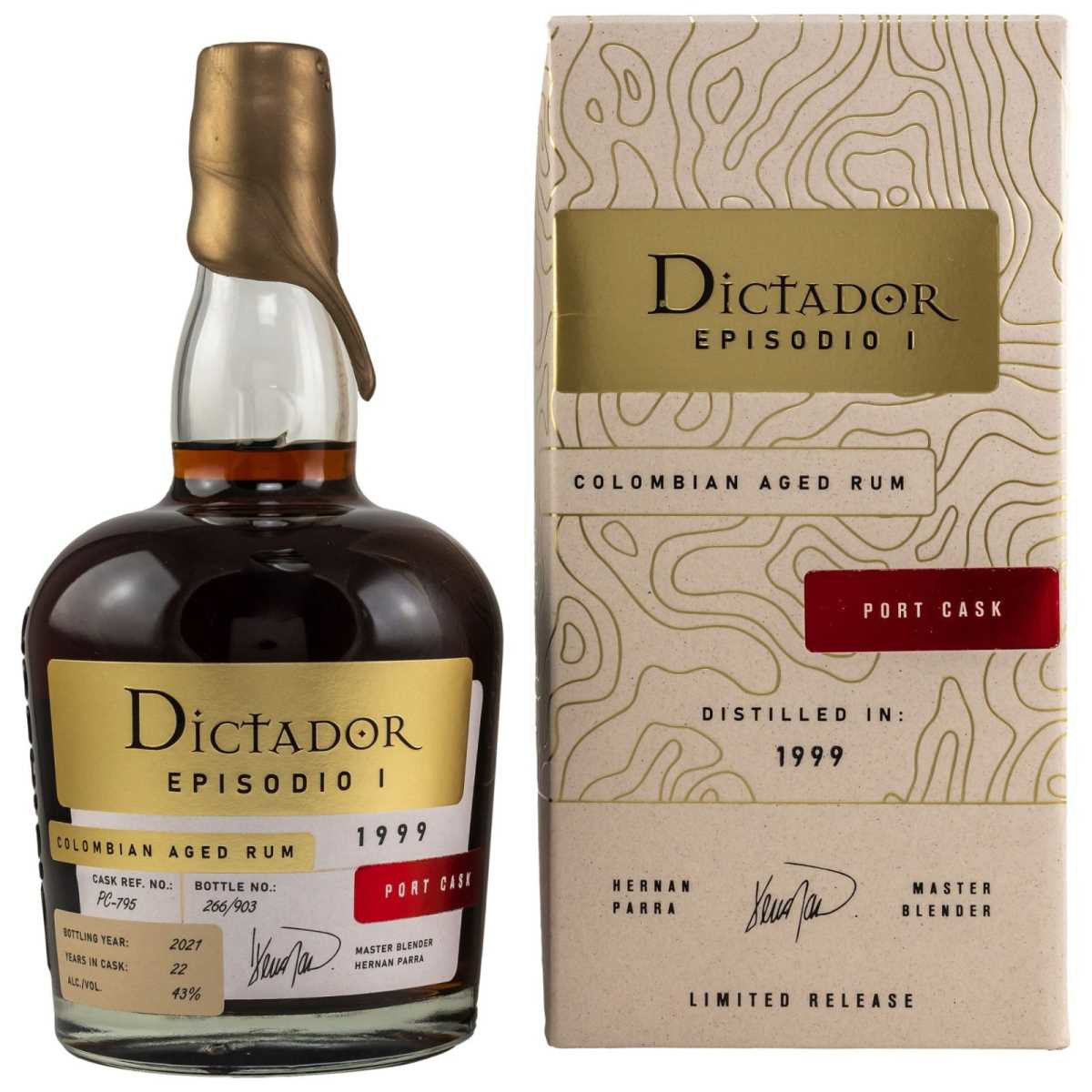 Dictador 22 Jahre Port Cask Colombian Rum, 43 %, 0,7 l